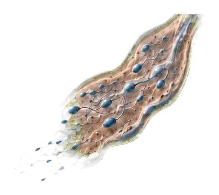 Sperm trapped within a viscous seminal matrix