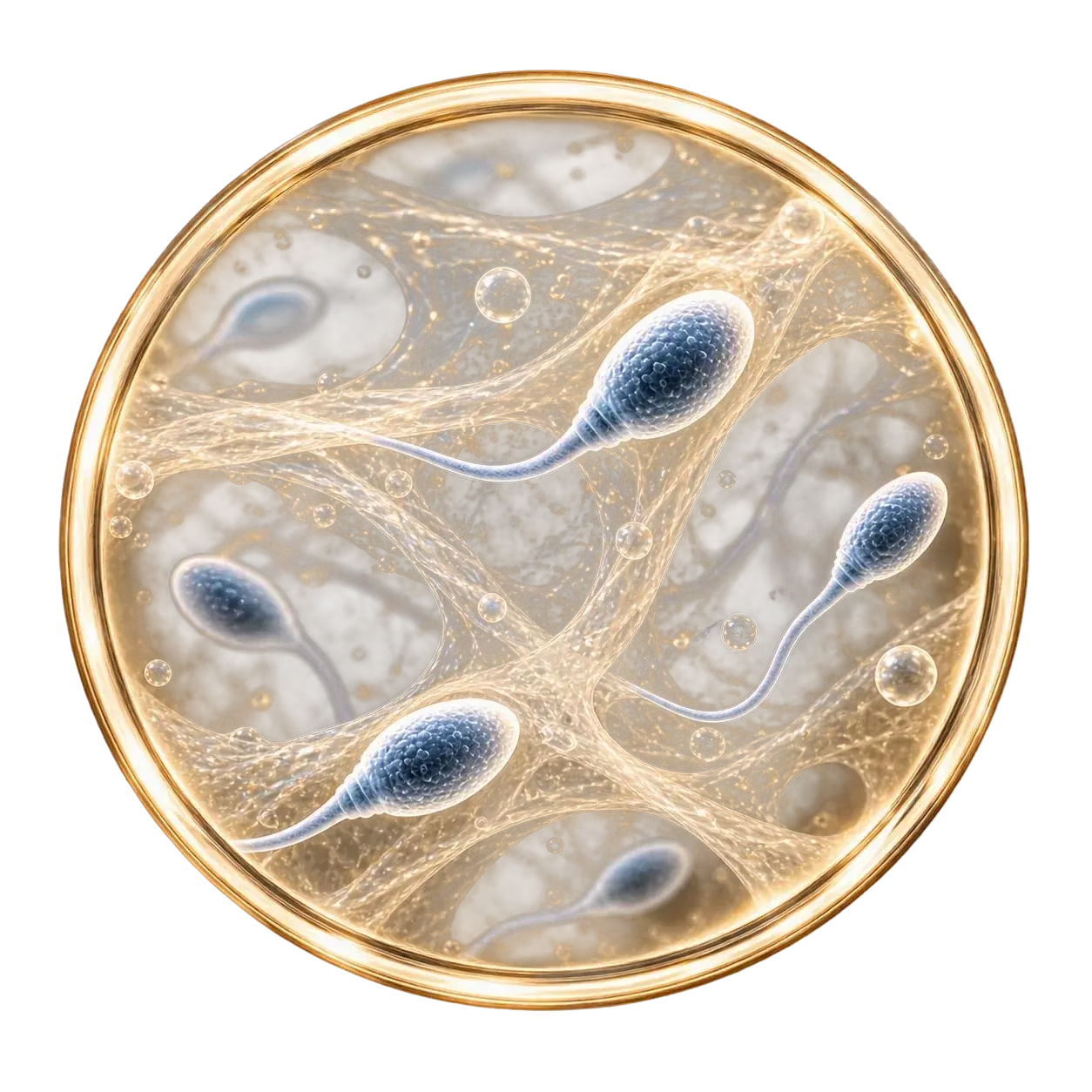 Sperm restricted by a dense seminal matrix